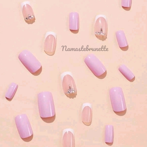 2/$16 Rhinestone Pink Press On Nails - Picture 8 of 14